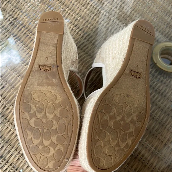 Coach Cream Espadrille Wedge Sandals with Ankle Strap - Picture 2 of 4